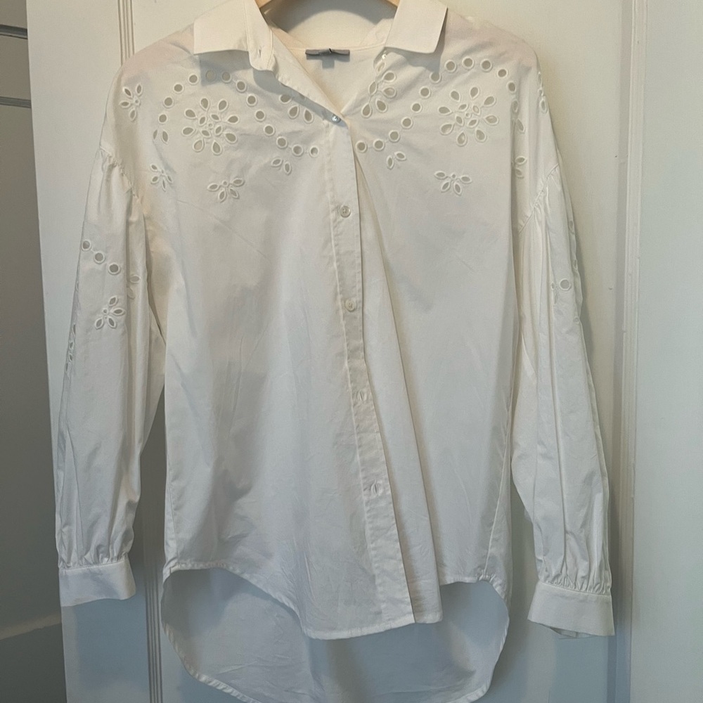 Rails white poplin cotton eyelet detail blouses dropped shoulder overrsized